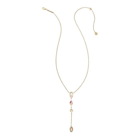 Kendra Scott 14k Gold-Plated Color-Framed Stone 21” Adjustable Lariat Necklace - Picture 2 of 7
